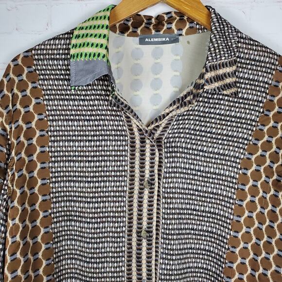 Alembika Button Up Tunic Top Size 1 US 6-8 Pistachio Long Sleeve Blouse READ DES - Picture 6 of 15